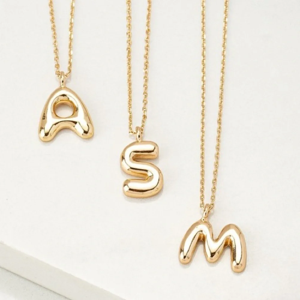 Gold Bubble Initial Necklace (4000)